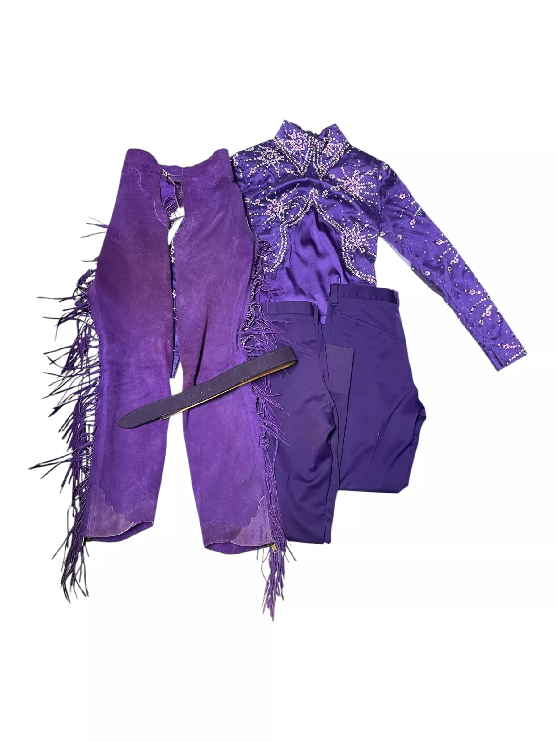 Back Zip HMS Top/Pants/Chaps - Purple/Bling - Cust. Measurements - USED