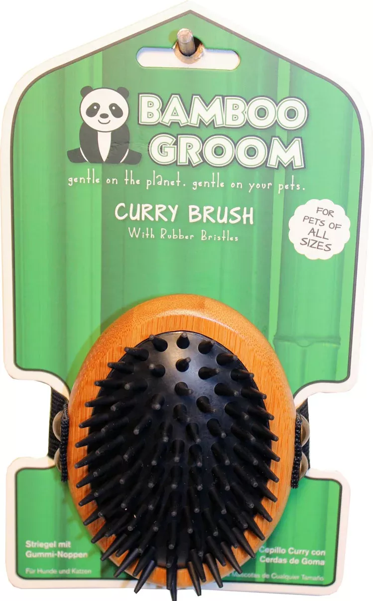 Bamboo Groom Curry Brush with Rubber Bristles