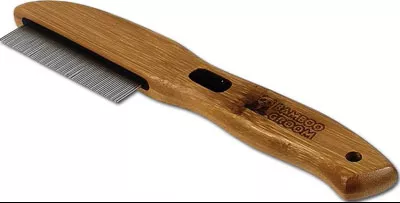 Bamboo Groom Flea Comb with 77 Rotating Pins