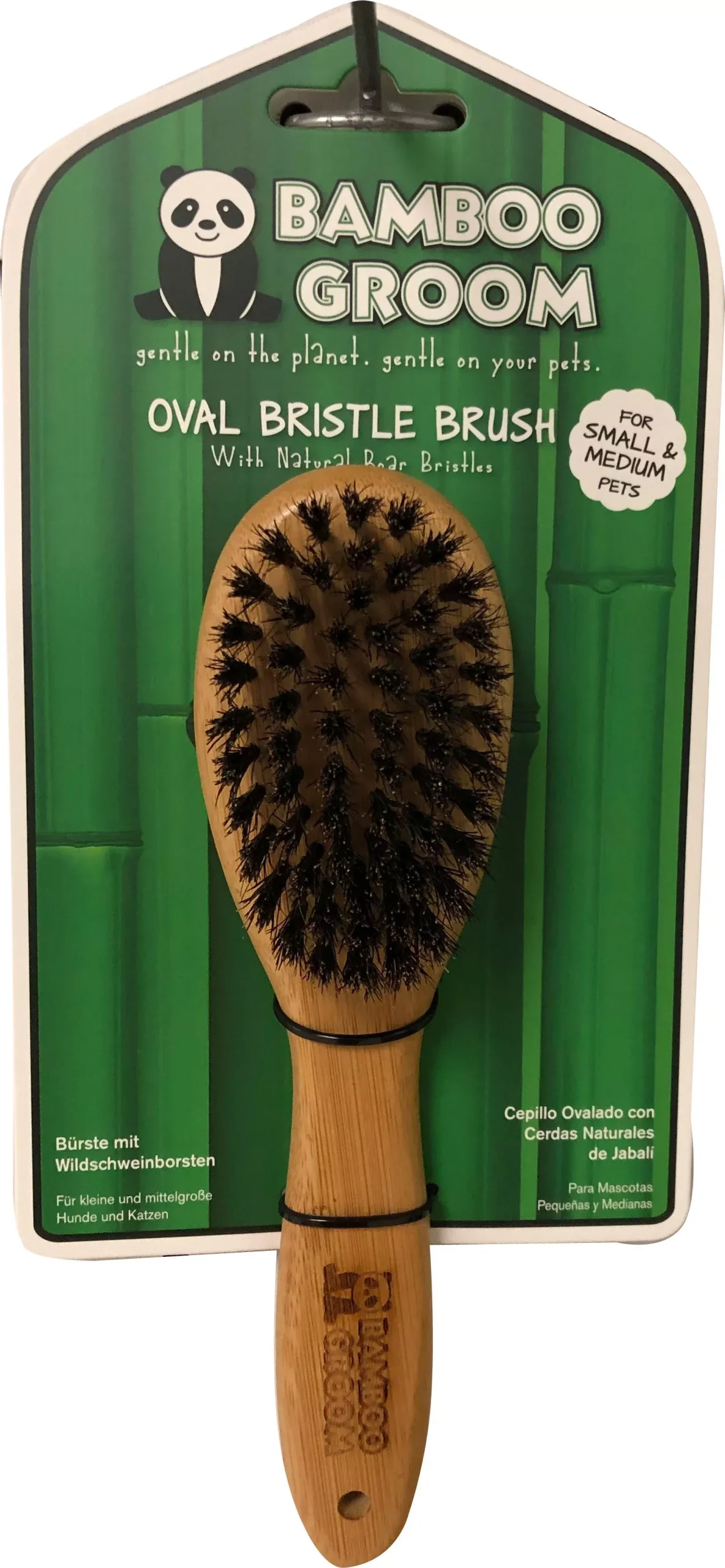 Bamboo Groom Oval Boar Bristle Brush Small/Medium