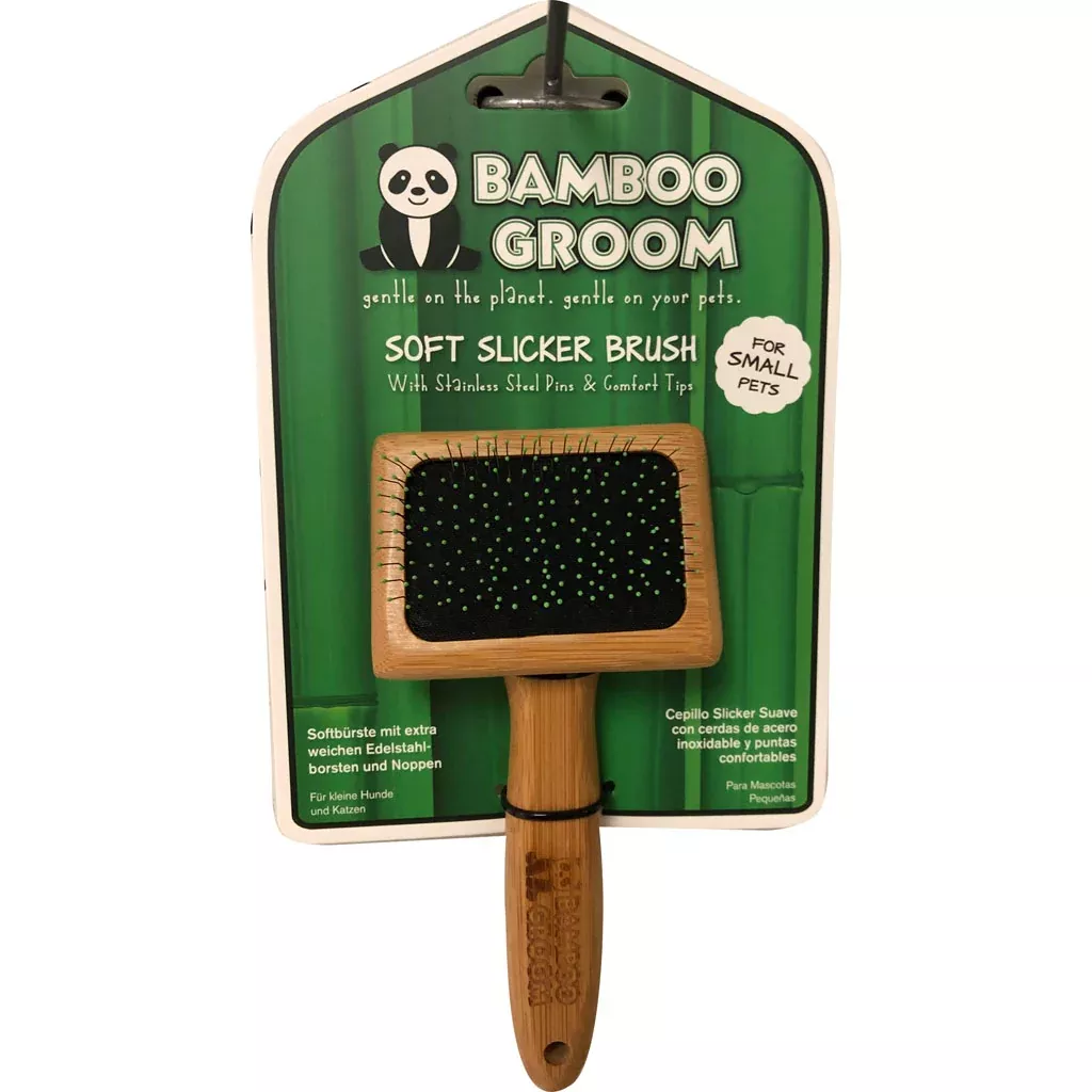 Bamboo Groom Soft Slicker Brush, Small