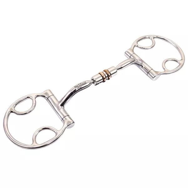BAR H EQUINE D Ring Horse Snaffle Bit W/Roller Copper Mouth