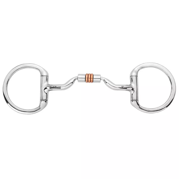 BAR H EQUINE Eggbutt D Ring Snaffle Tongue Relief Bit w/ Low Port & Copper Roller