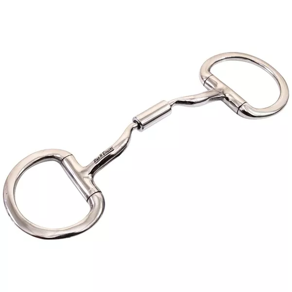 BAR H EQUINE Stainless Steel Medium Port D Ring W/Roller Snaffle Bit