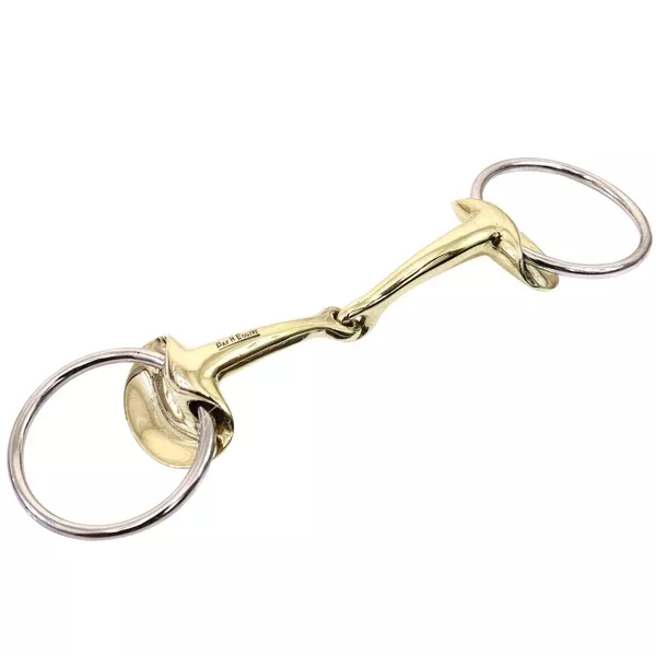 BAR H EQUINE Stainless Steel O Ring Broken Snaffle Brass Mouth Bit