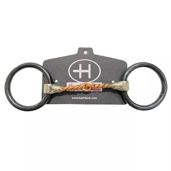 Bar H Equine Western O Ring Twisted Copper Wire Horse Snaffle Bit Black