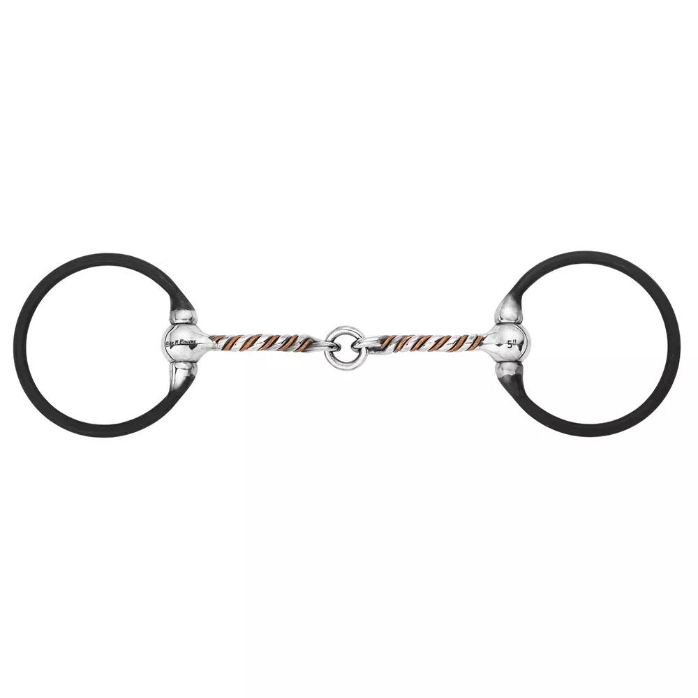 BAR H EQUINE Western Ring Snaffle with Twisted Copper & Stainless Steel Mouth