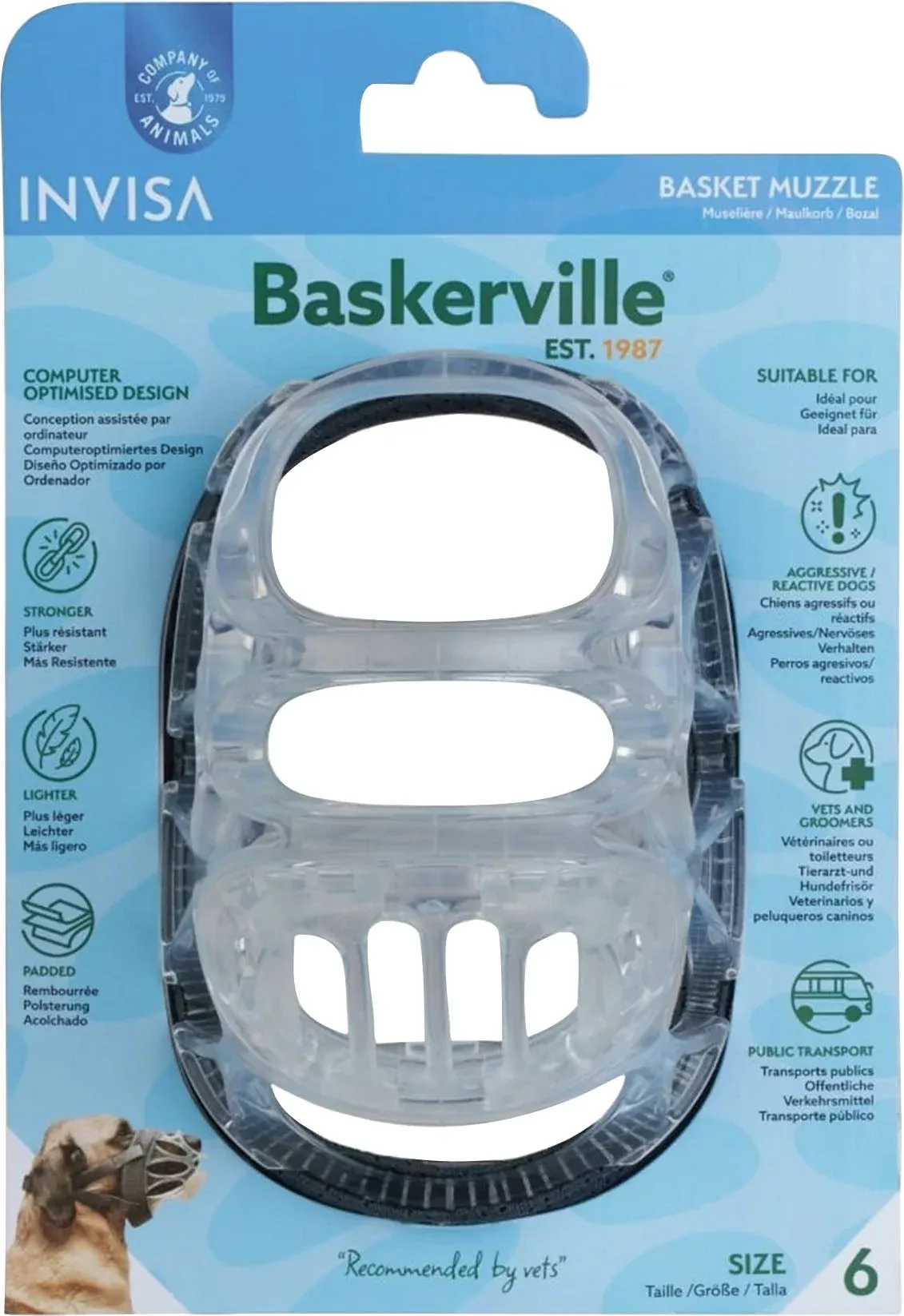 Baskerville Invisa Transparent Padded Dog Muzzle Size 6