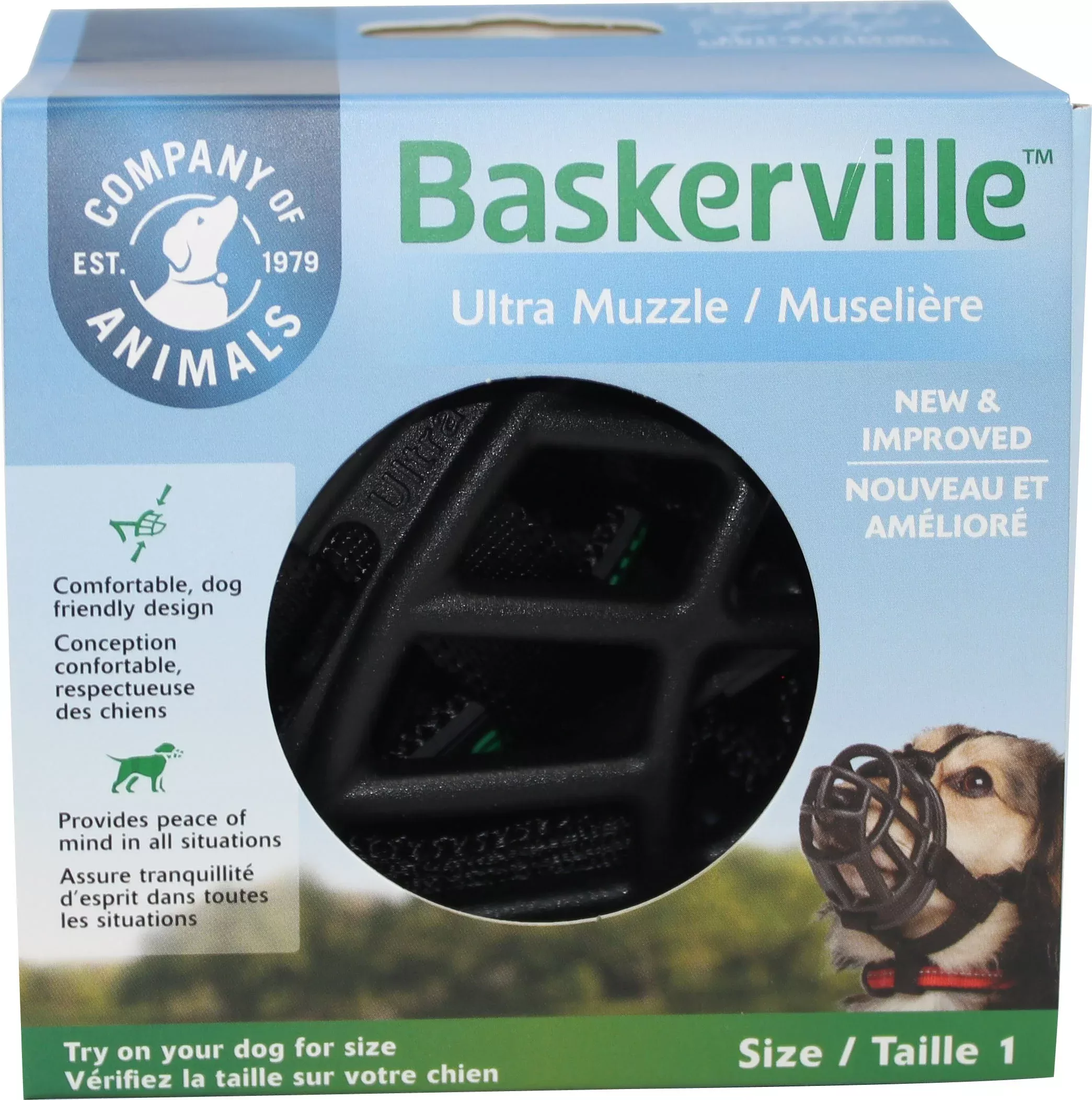 Baskerville Ultra Moldable Dog Muzzle, Black, Size 1