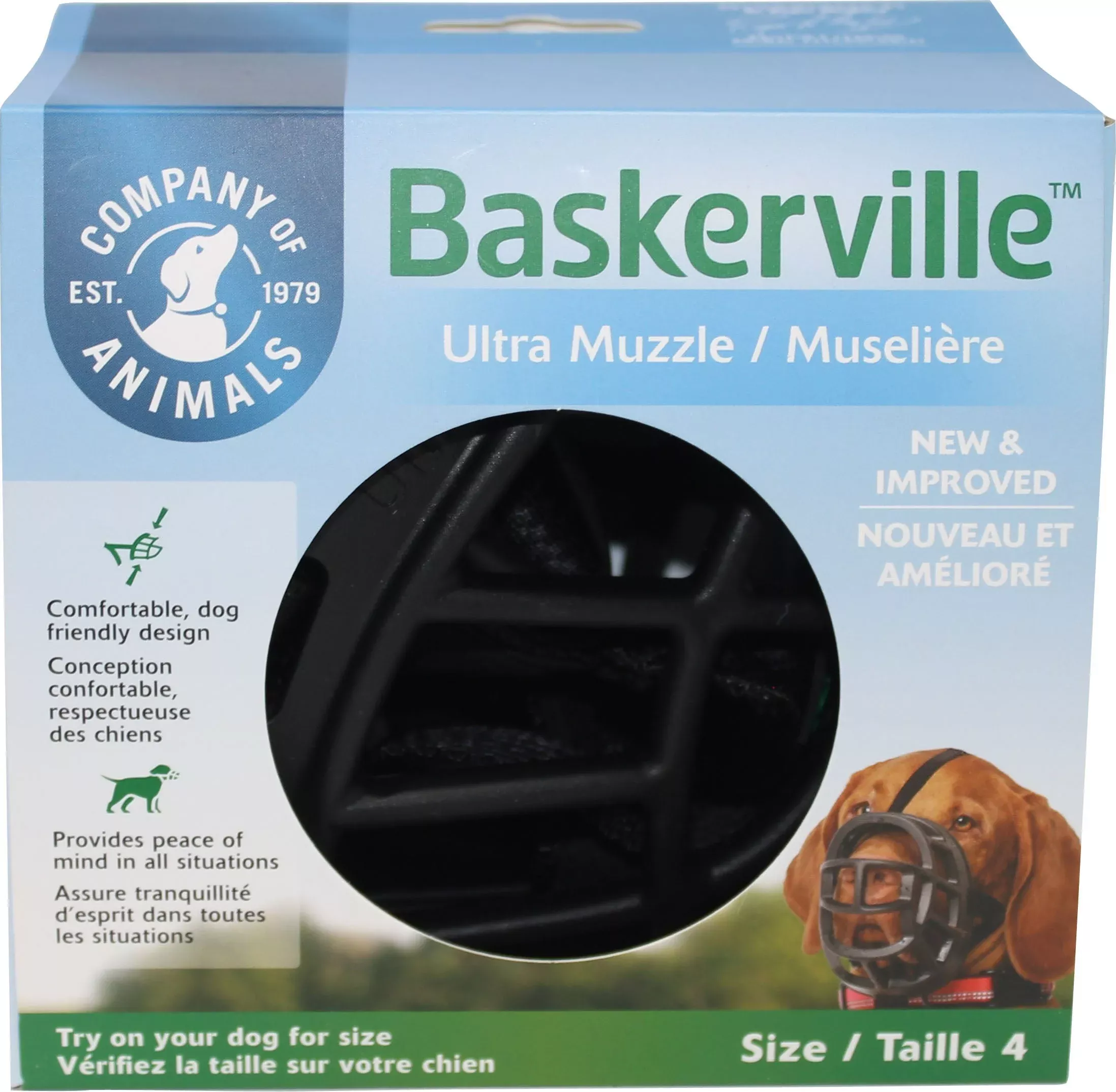 Baskerville Ultra Moldable Dog Muzzle, Black, Size 4