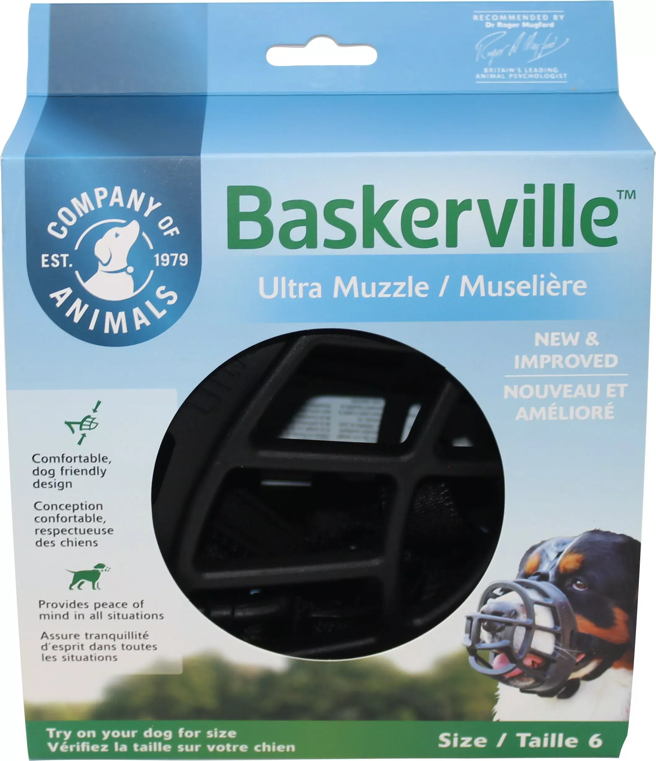 Baskerville Ultra Moldable Muzzle, Black, Size 6