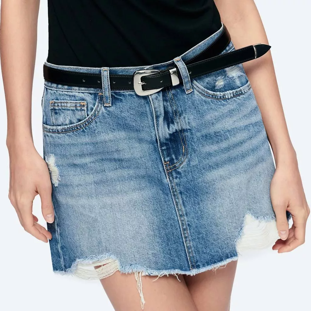Bayeas Anna Distressed Denim Mini Skirt