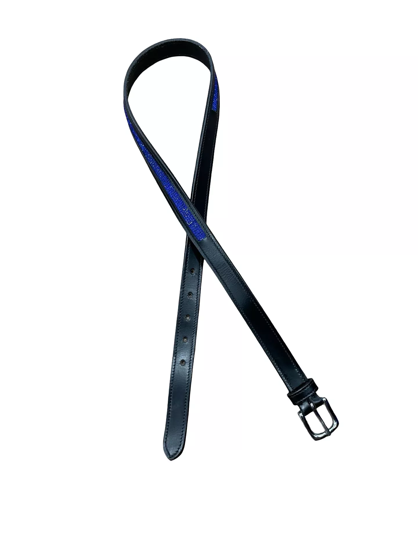 Belt - Black/Blue Bling - Approx 40" End-To-End - USED