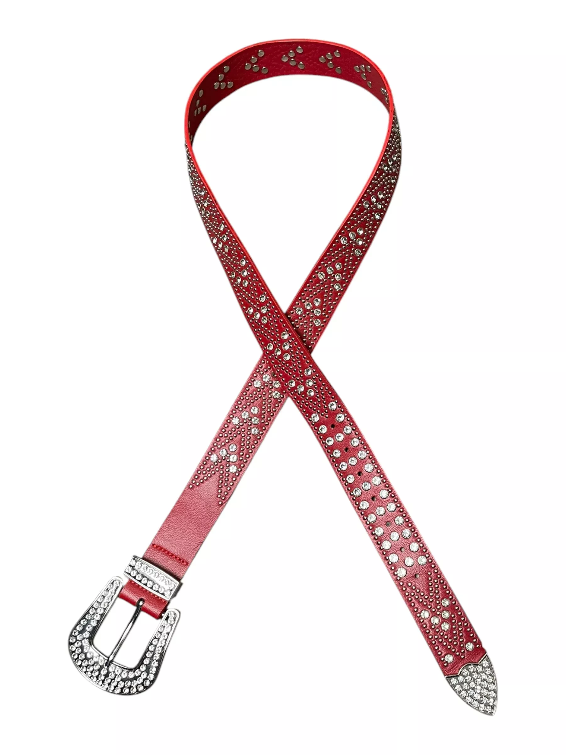 Belt - Red/Bling - Approx 53" End-To-End - USED