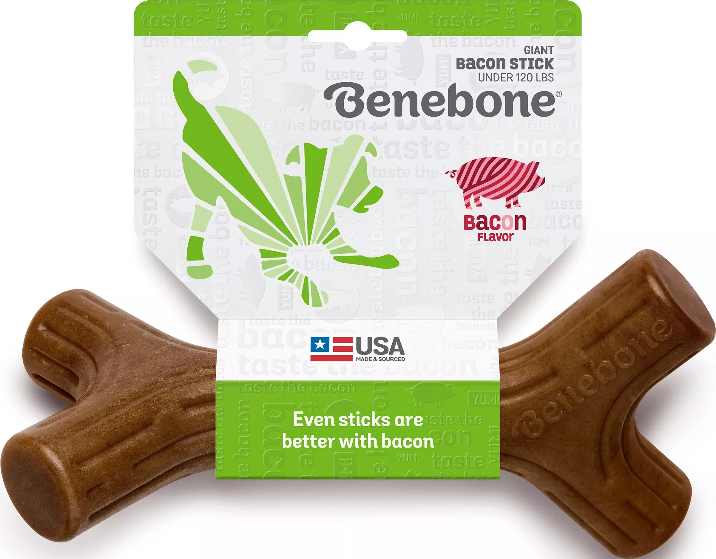 Benebone Bacon Stick Dog Chew, Bacon, Giant