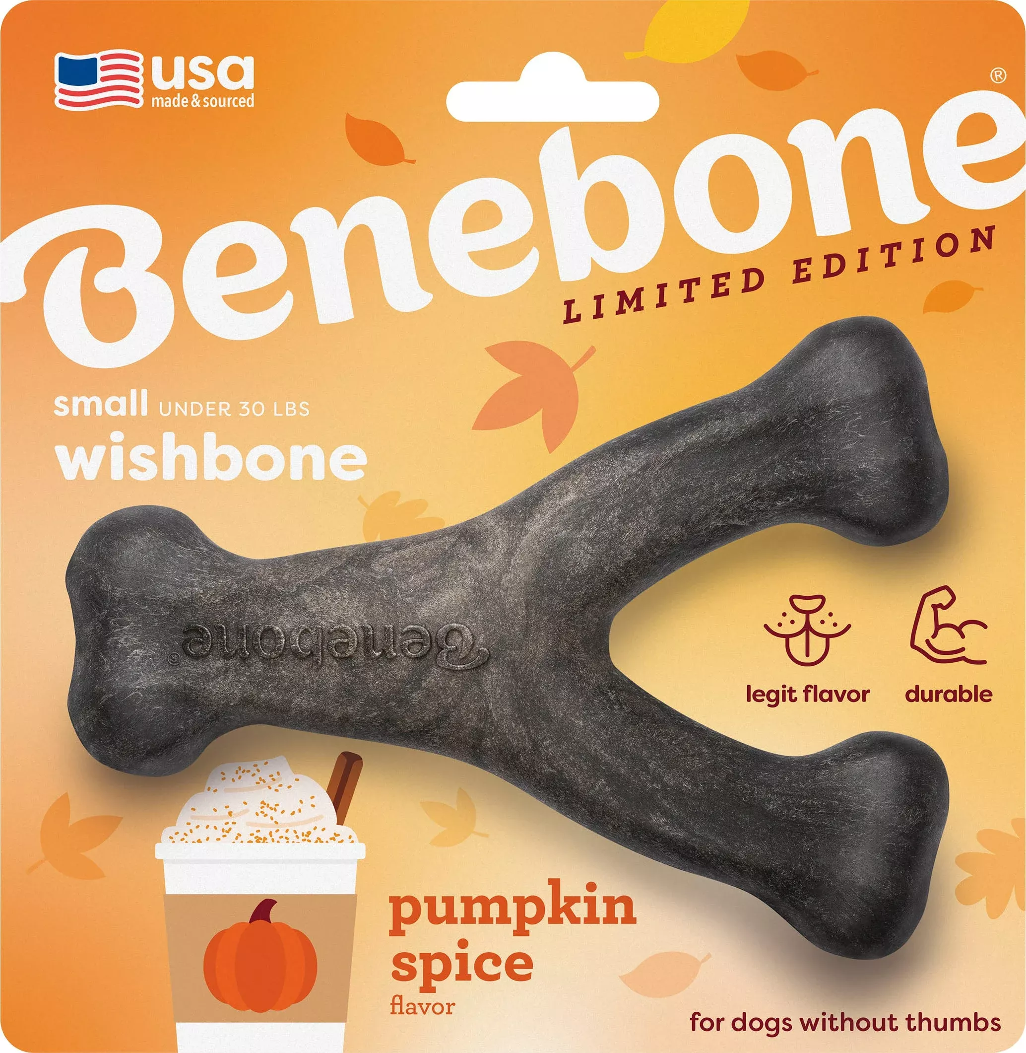 Benebone Holiday Wishbone, Pumpkin Spice, Small
