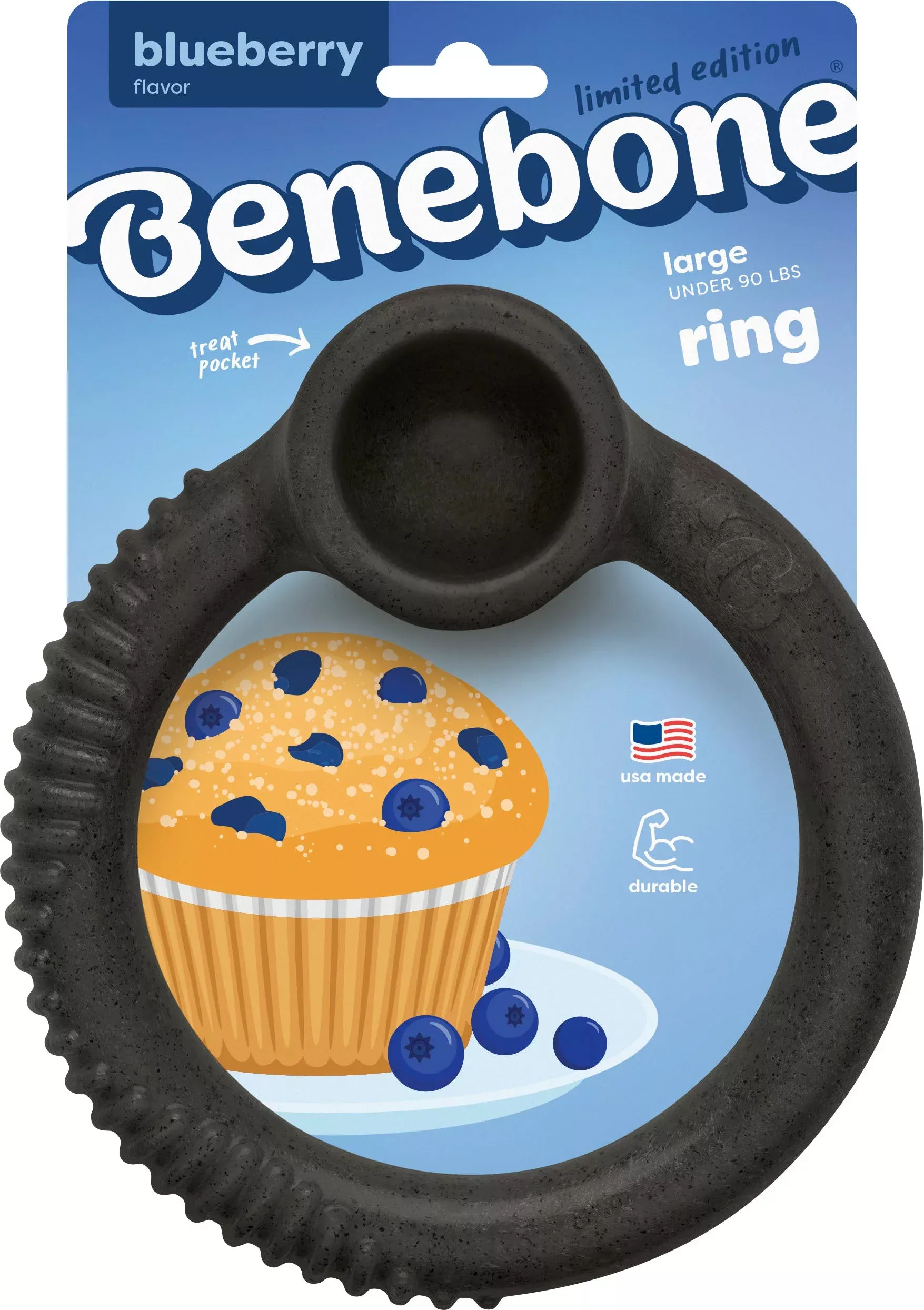 Benebone Limited Edition Ring Dog Chew Blueberry Large