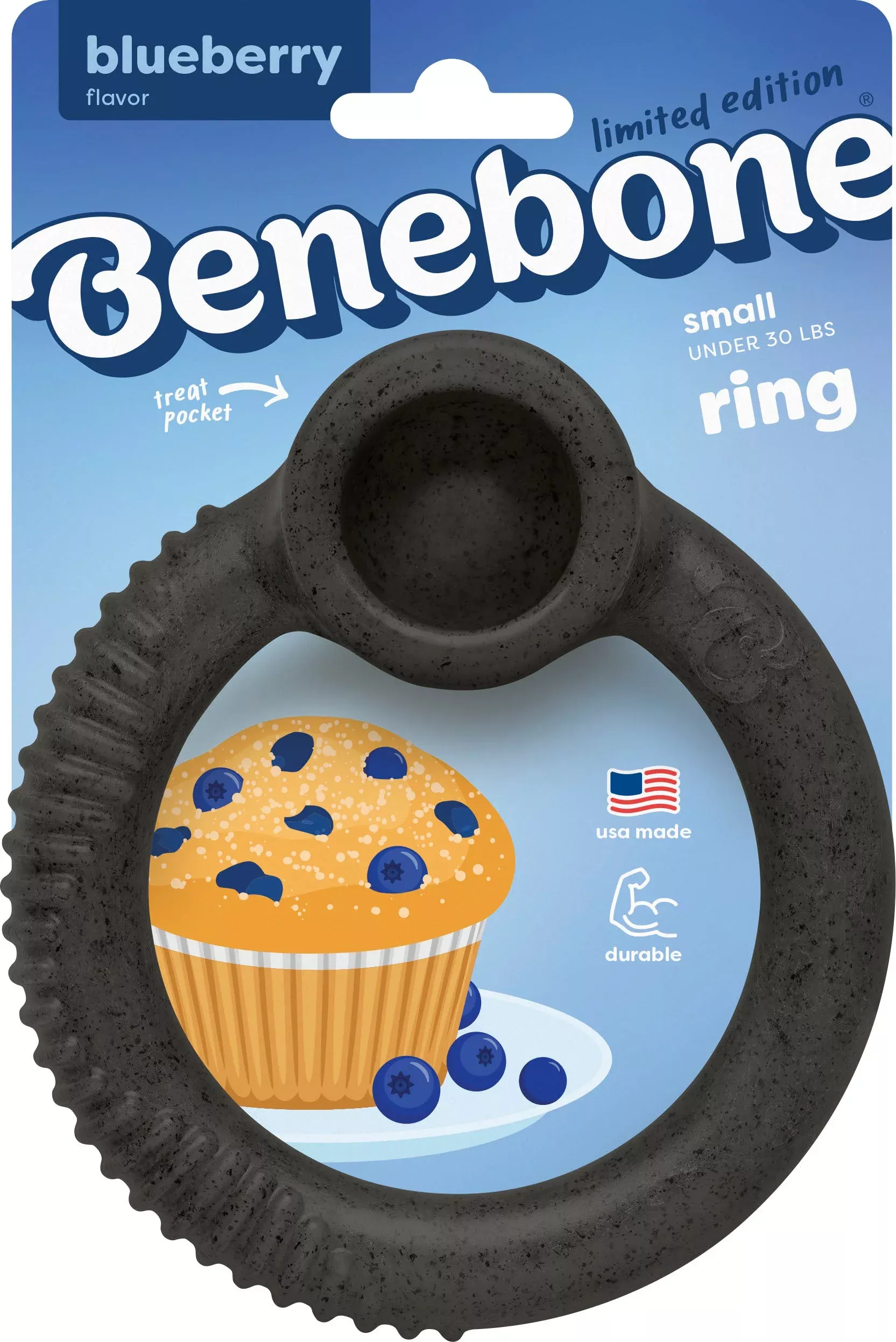 Benebone Limited Edition Ring Dog Chew Blueberry Small