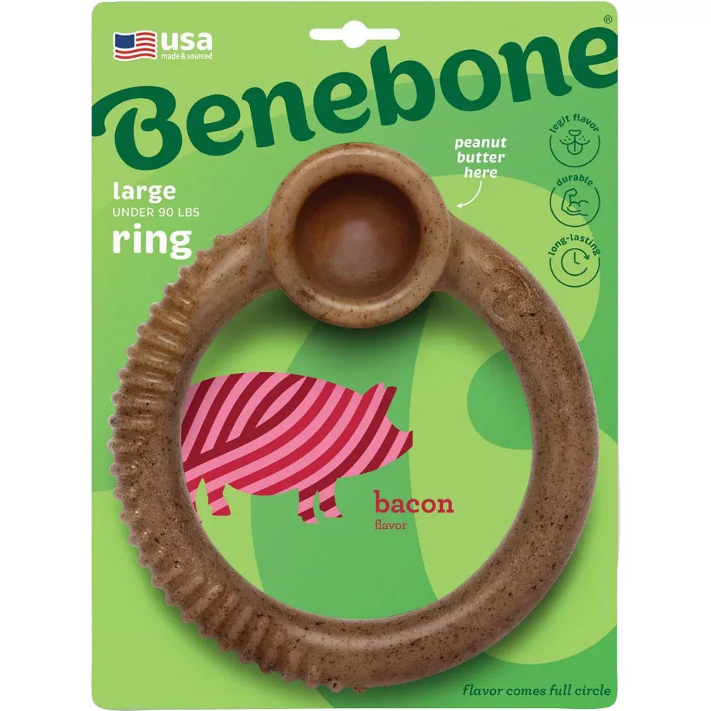 Benebone Ring Dog Chew, Bacon, Large
