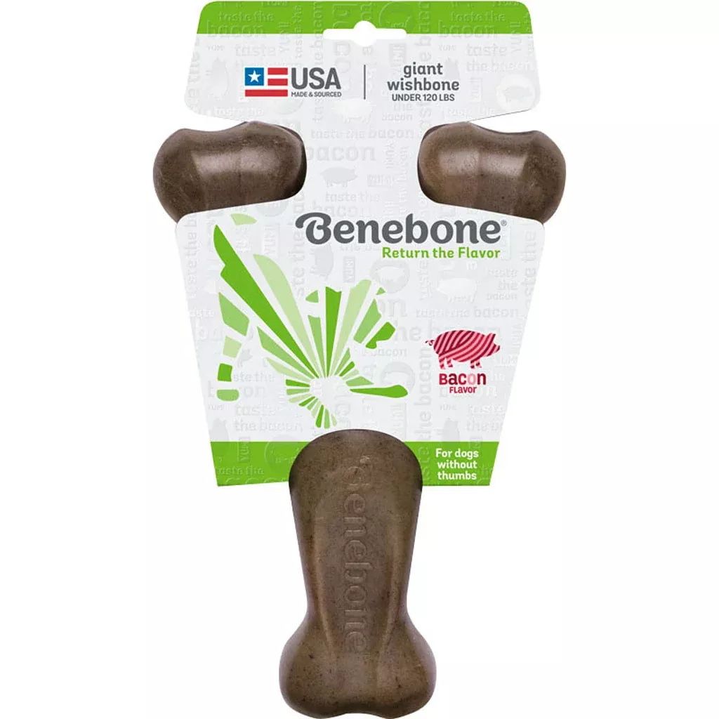 Benebone Wishbone Dog Chew, Bacon, Giant