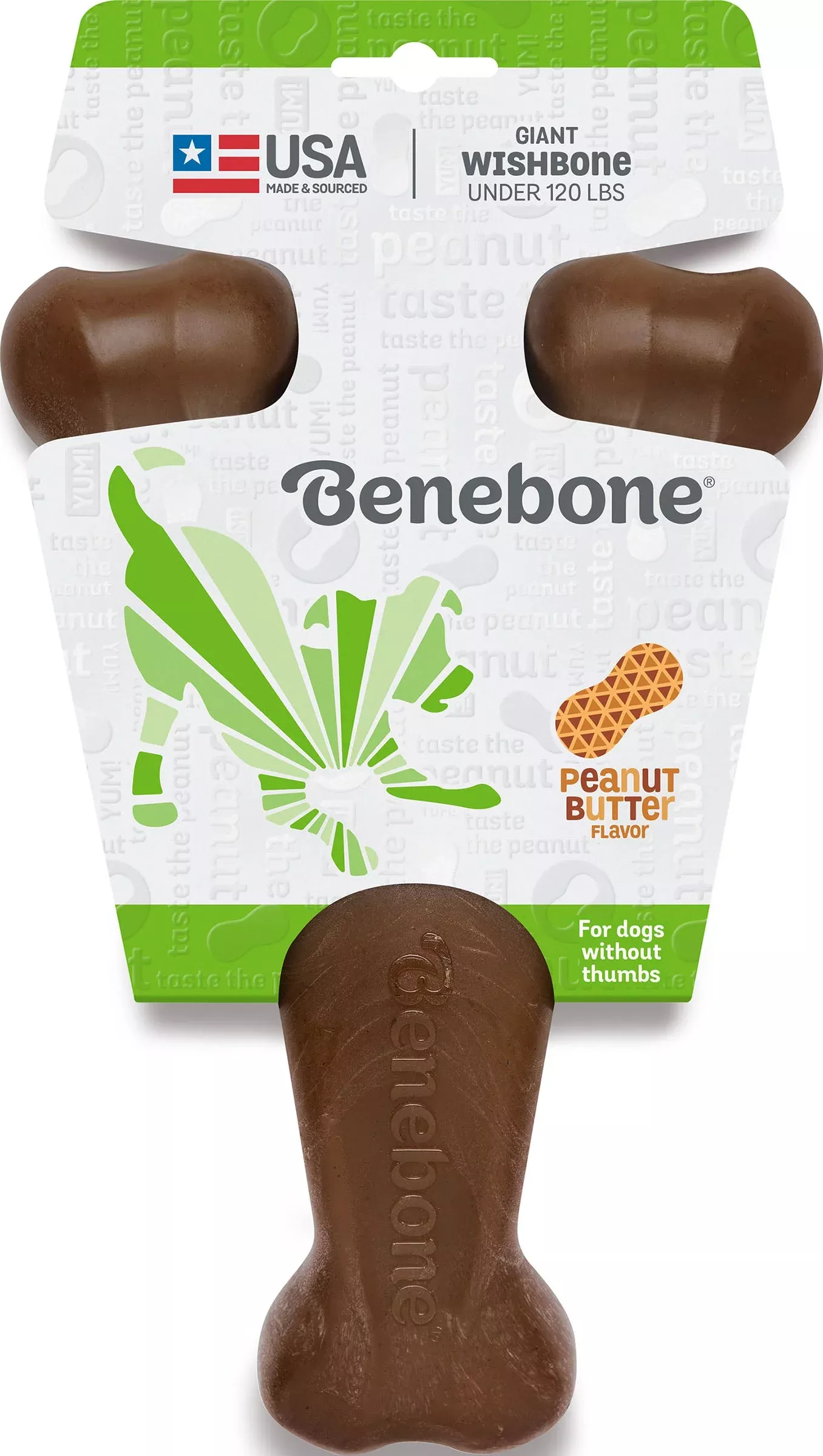 Benebone Wishbone Dog Chew Peanut Butter Giant
