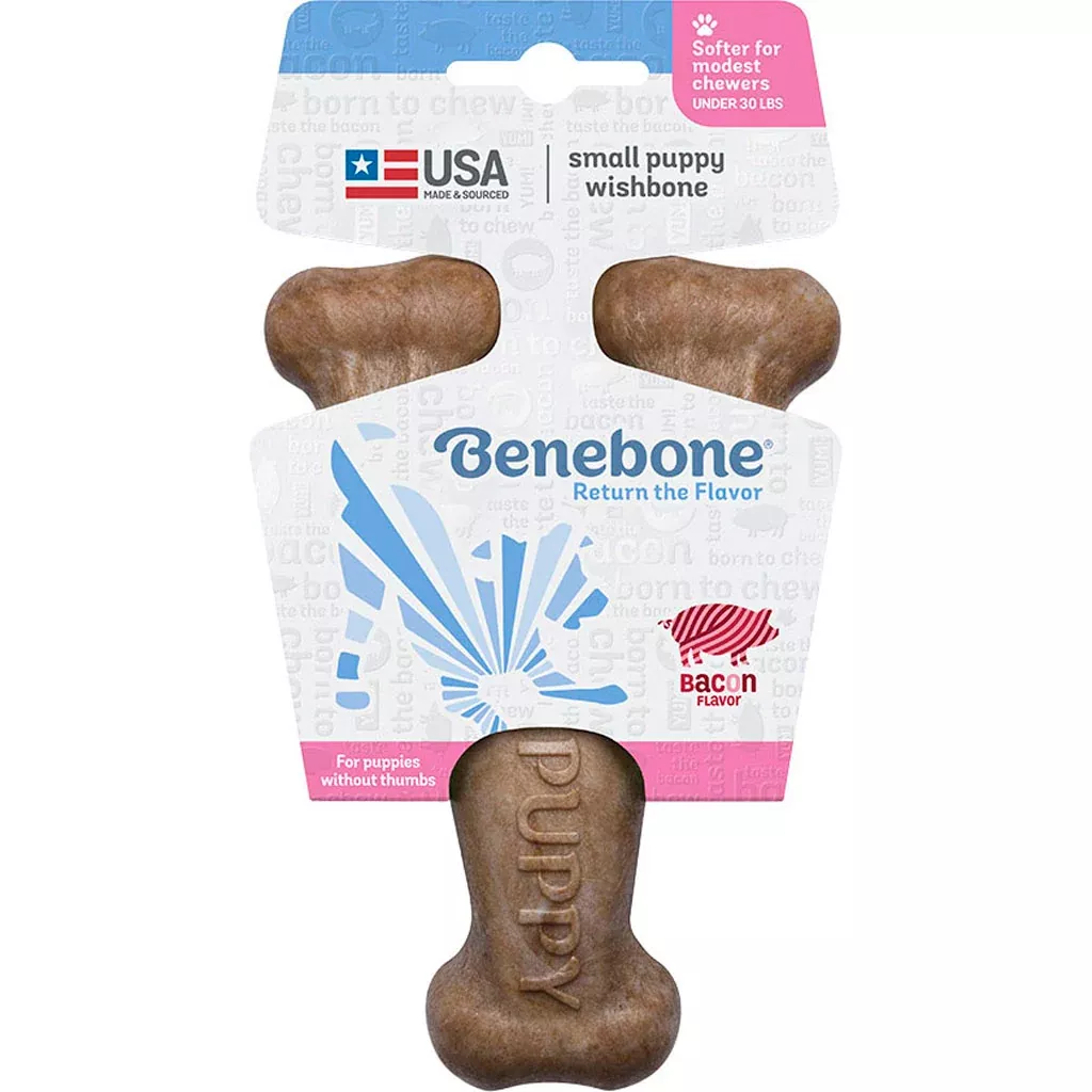 Benebone Wishbone Puppy Chew, Bacon, Small