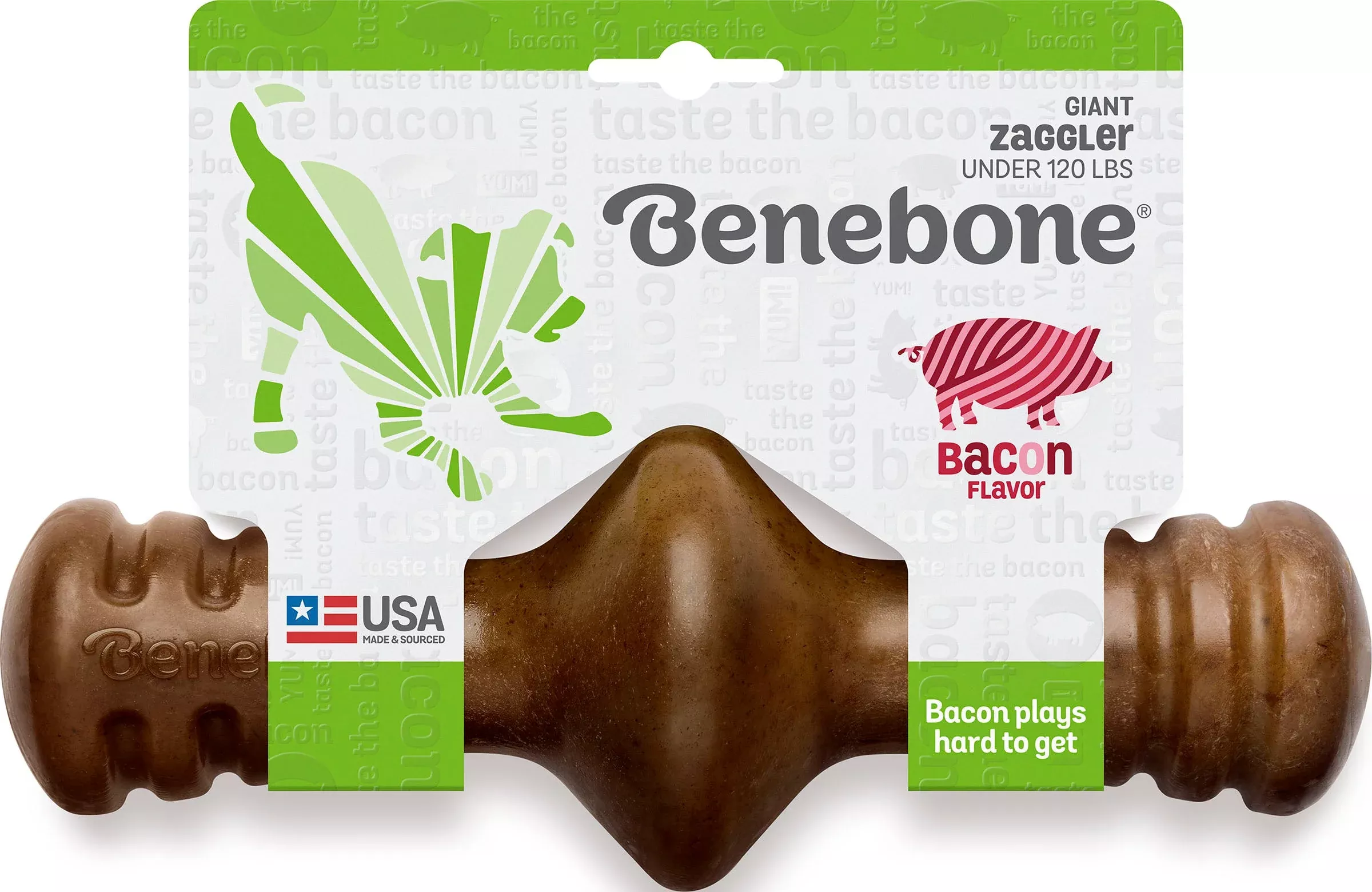 Benebone Zaggler Dog Chew, Bacon, Giant