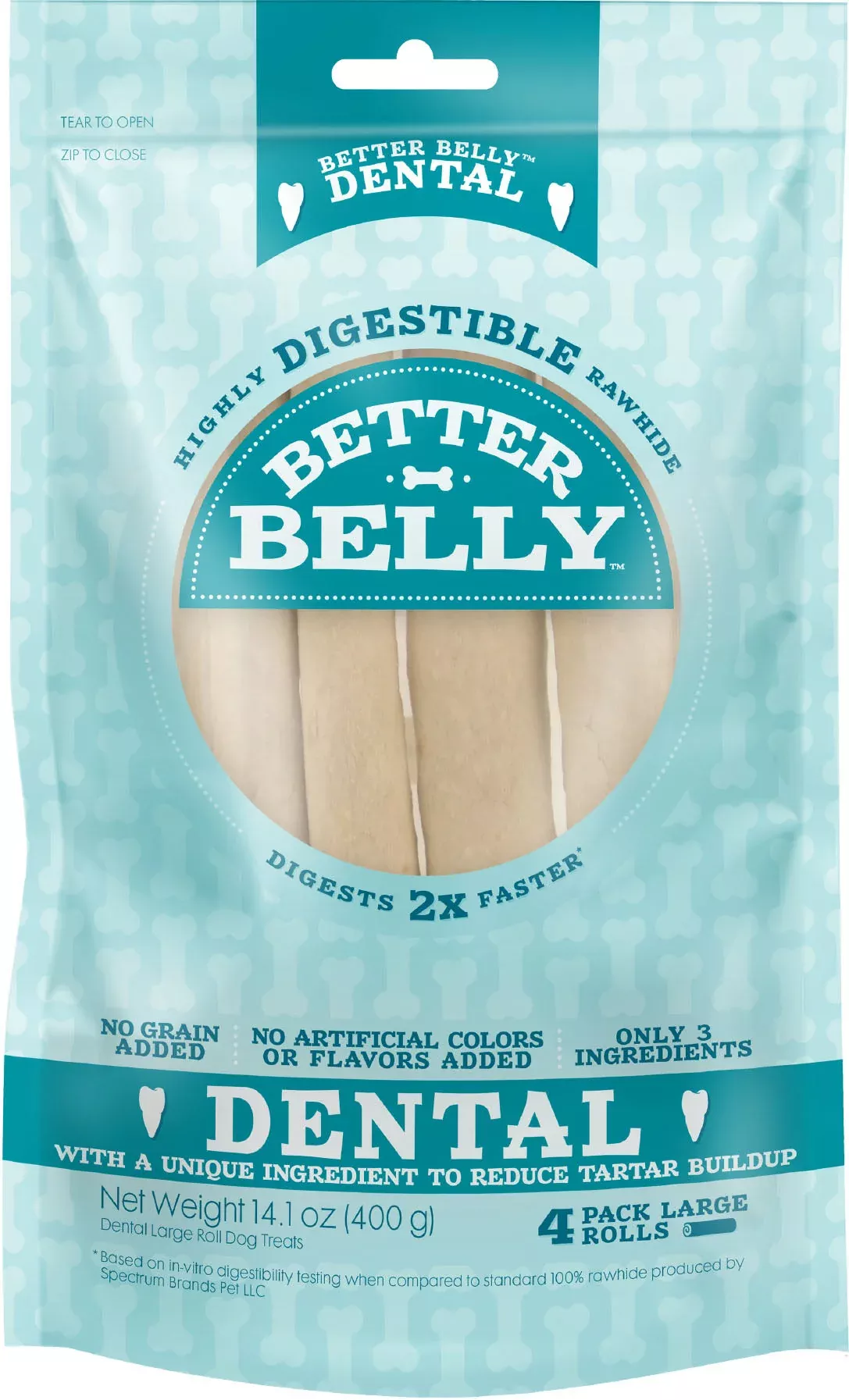 Better Belly Dental Rolls Dog Chew, Large, 4 Pack