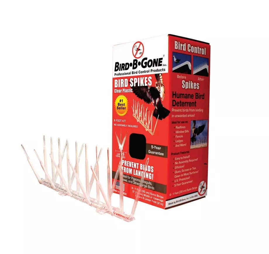 Bird-B-Gone Clear Bird Spikes, 5 in.