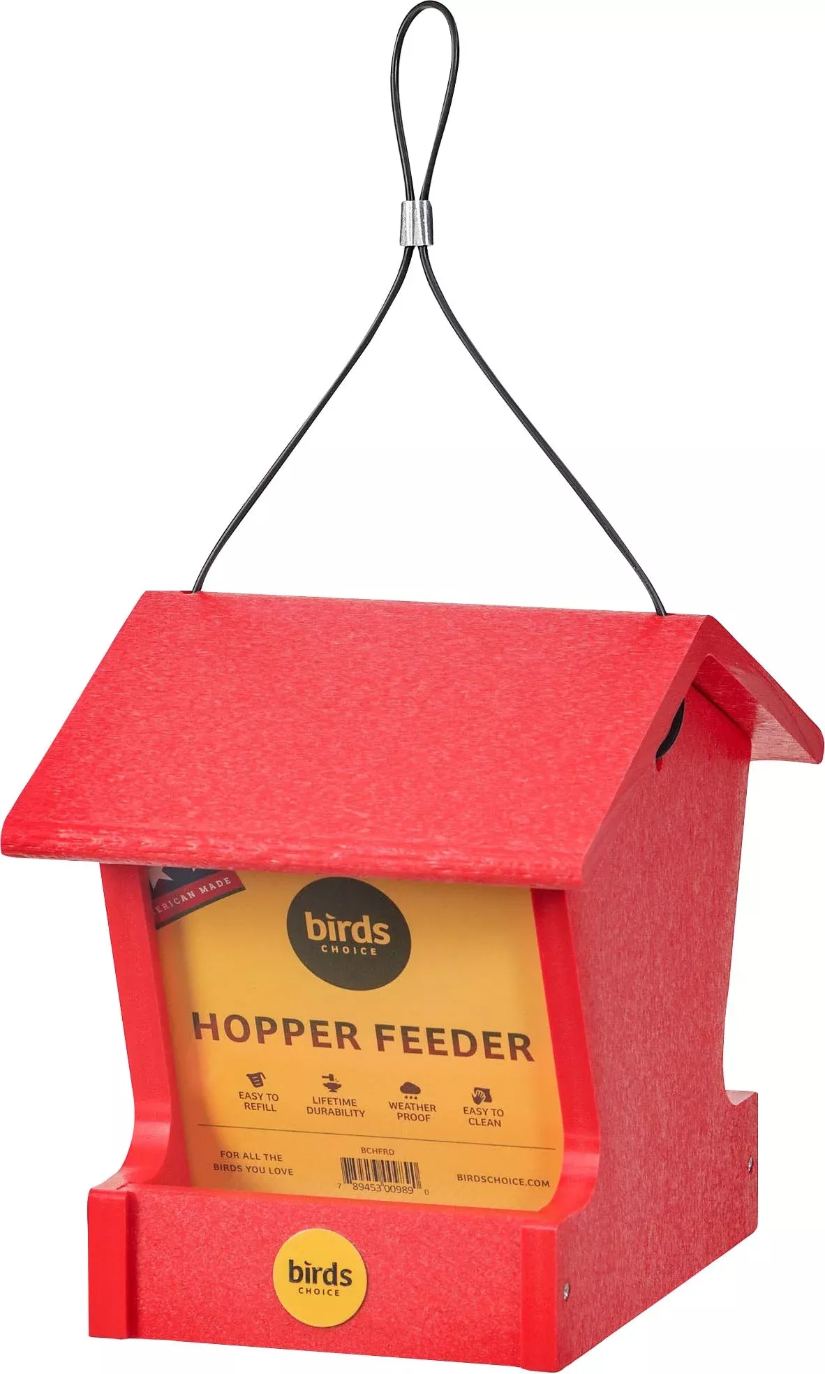 Bird's Choice Recycled Plastic Hopper Bird Feeder 1.5 lb Capacity Red