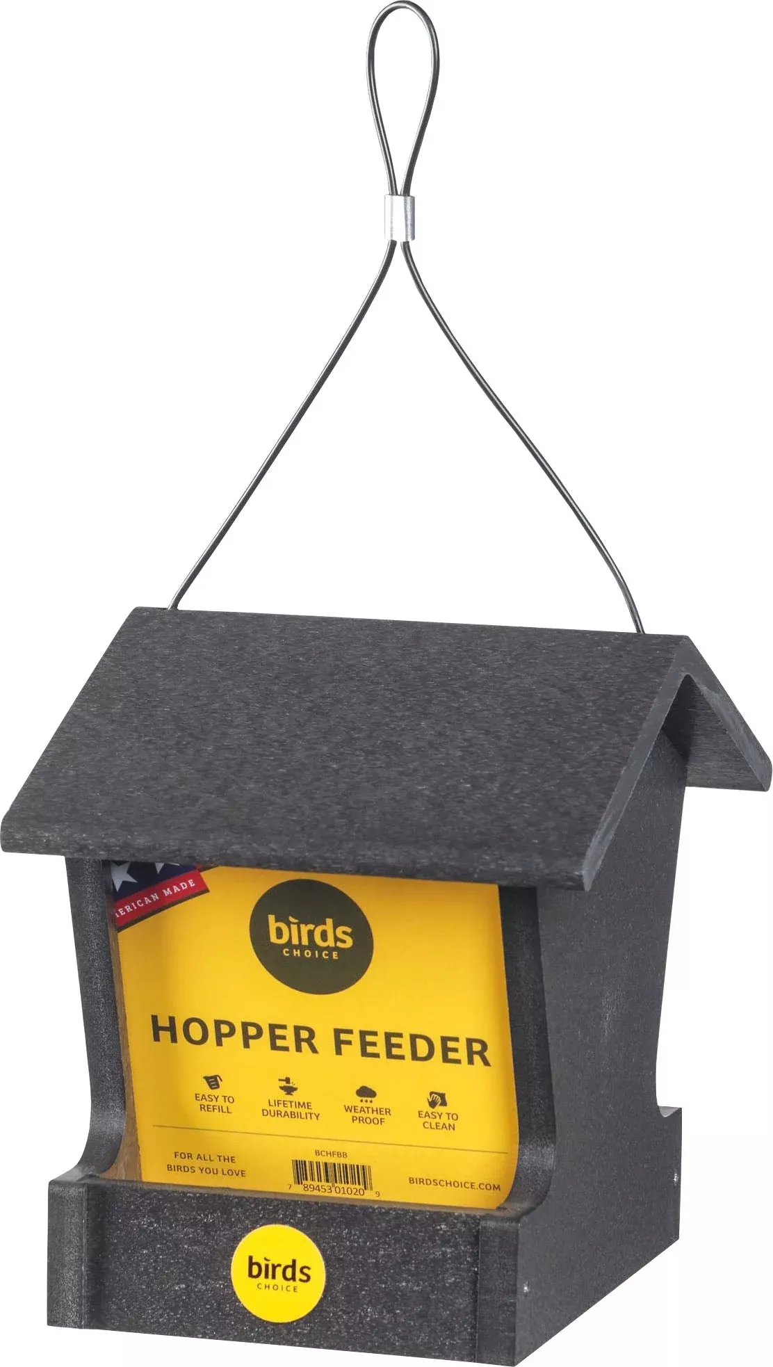 Bird's Choice Recycled Plastic Hopper Feeder Black 1.5 lb Capacity