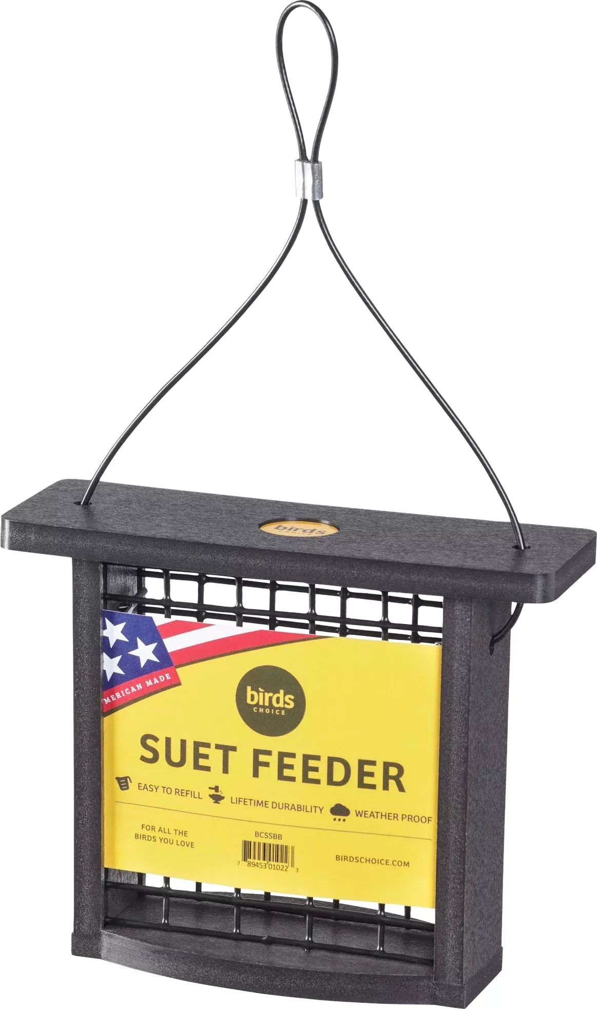 Bird's Choice Recycled Plastic Suet Feeder 1-Cake Capacity Black