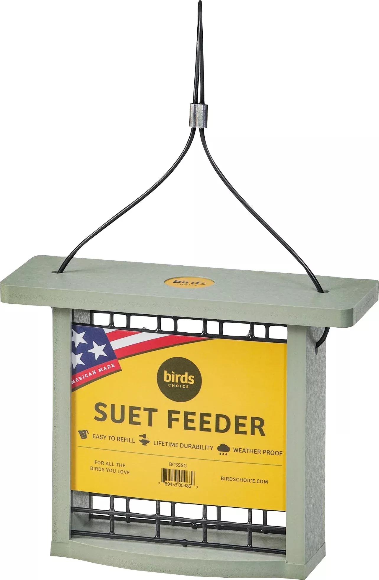 Bird's Choice Recycled Plastic Suet Feeder Sage 1 Cake Capacity