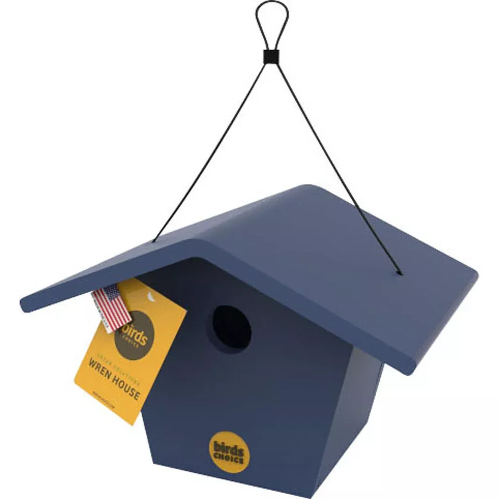 Bird's Choice Recycled Plastic Wren Bird House Navy Peony