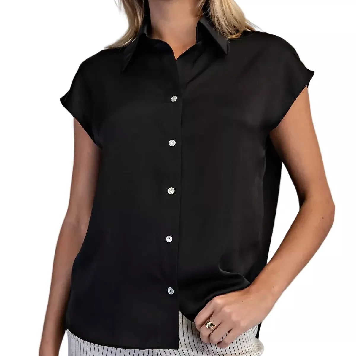 Black Cap Sleeve Top