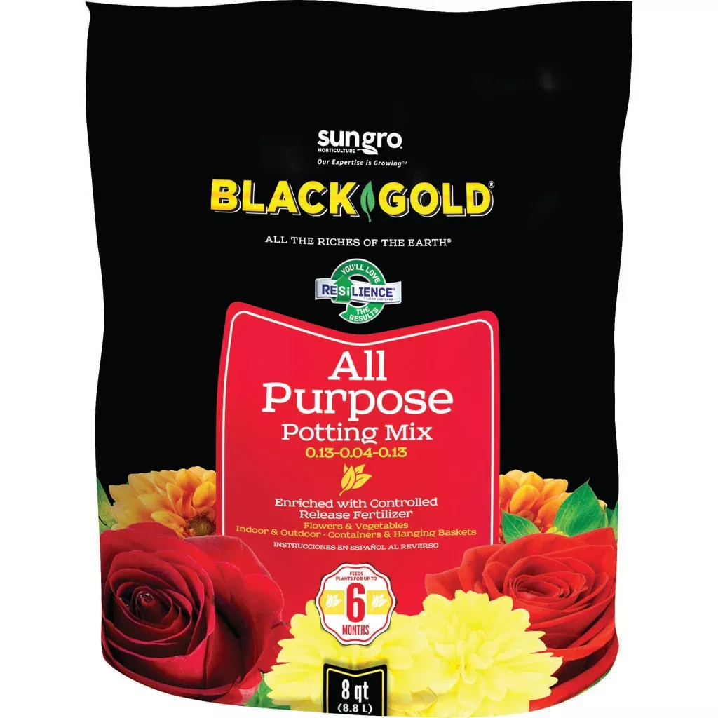 Black Gold All Purpose Potting Mix with CRF, 8 qt