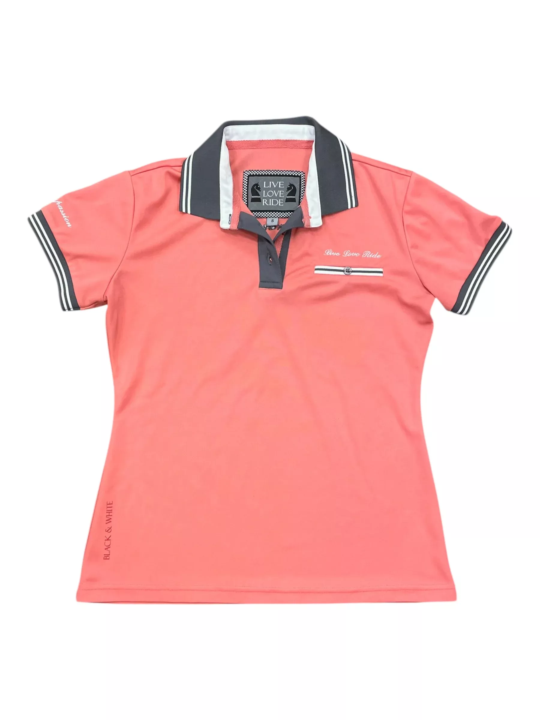 Black & White Live Love Ride Polo - Pink - S - USED