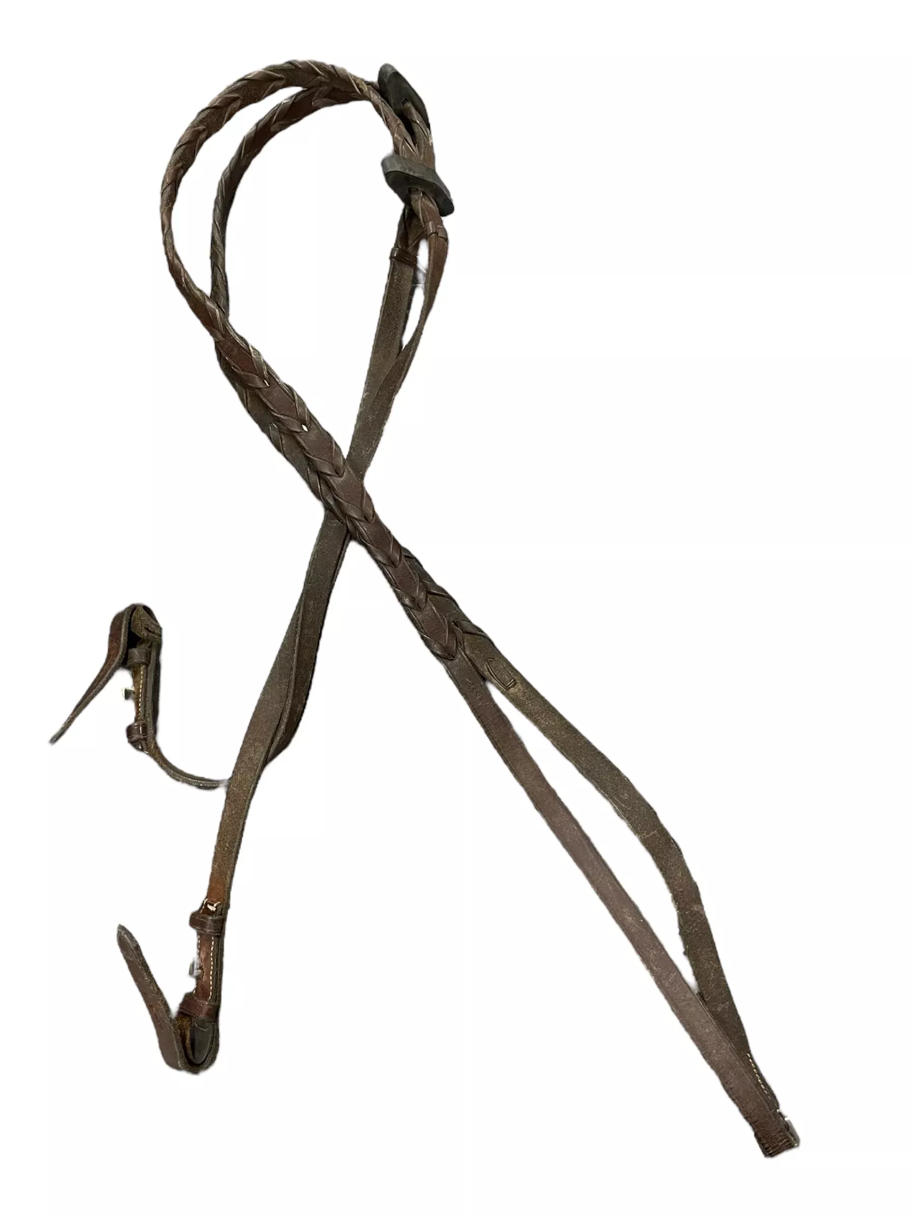Braided Leather Reins - Brown - Approx 54" - USED