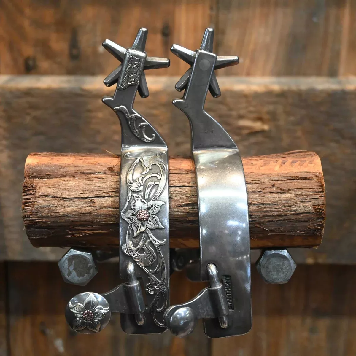 Brandon Anthony Silver Mounted 5pt. Spurs
