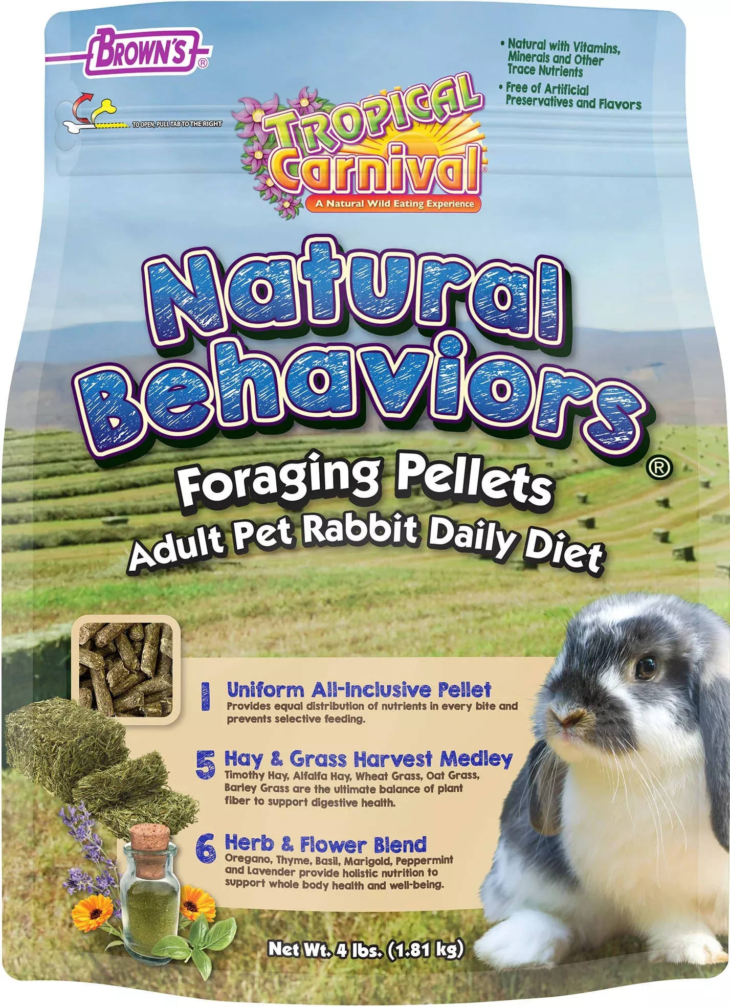 Brown's Tropical Carnival Foraging Pellets Rabbit Food 4 lb