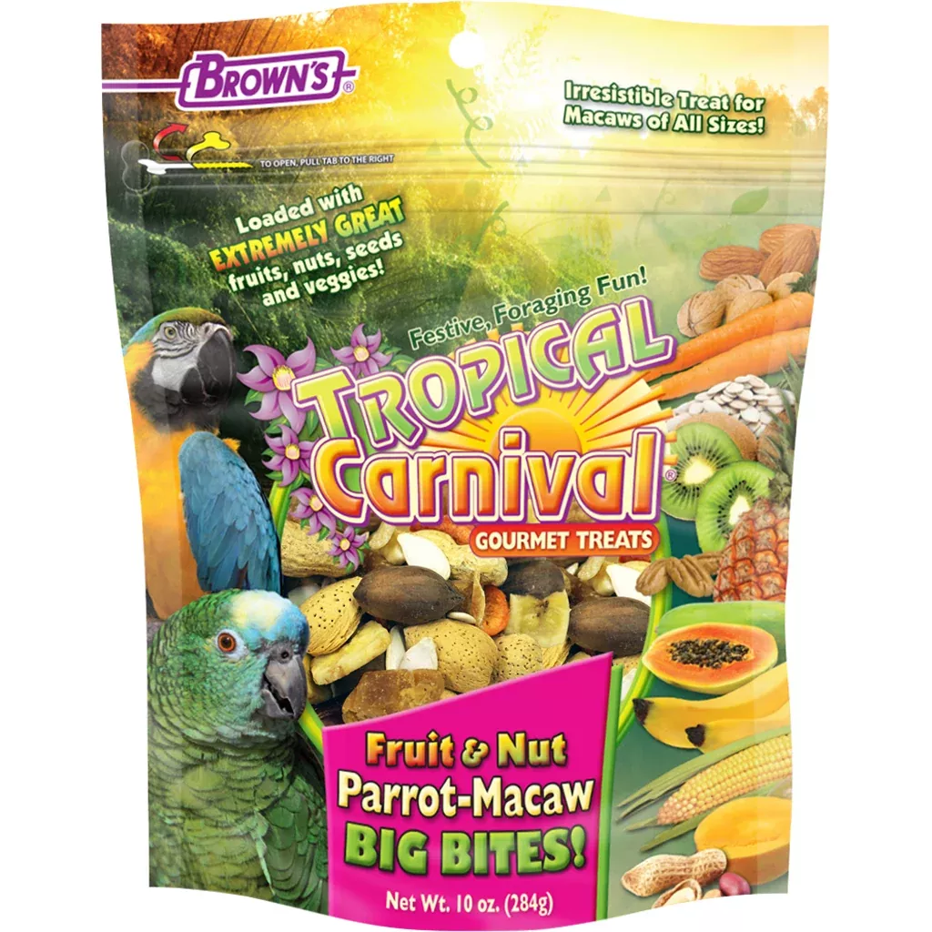 Brown's Tropical Carnival Fruit & Nut Big Bites Parrot & Macaw 10 oz