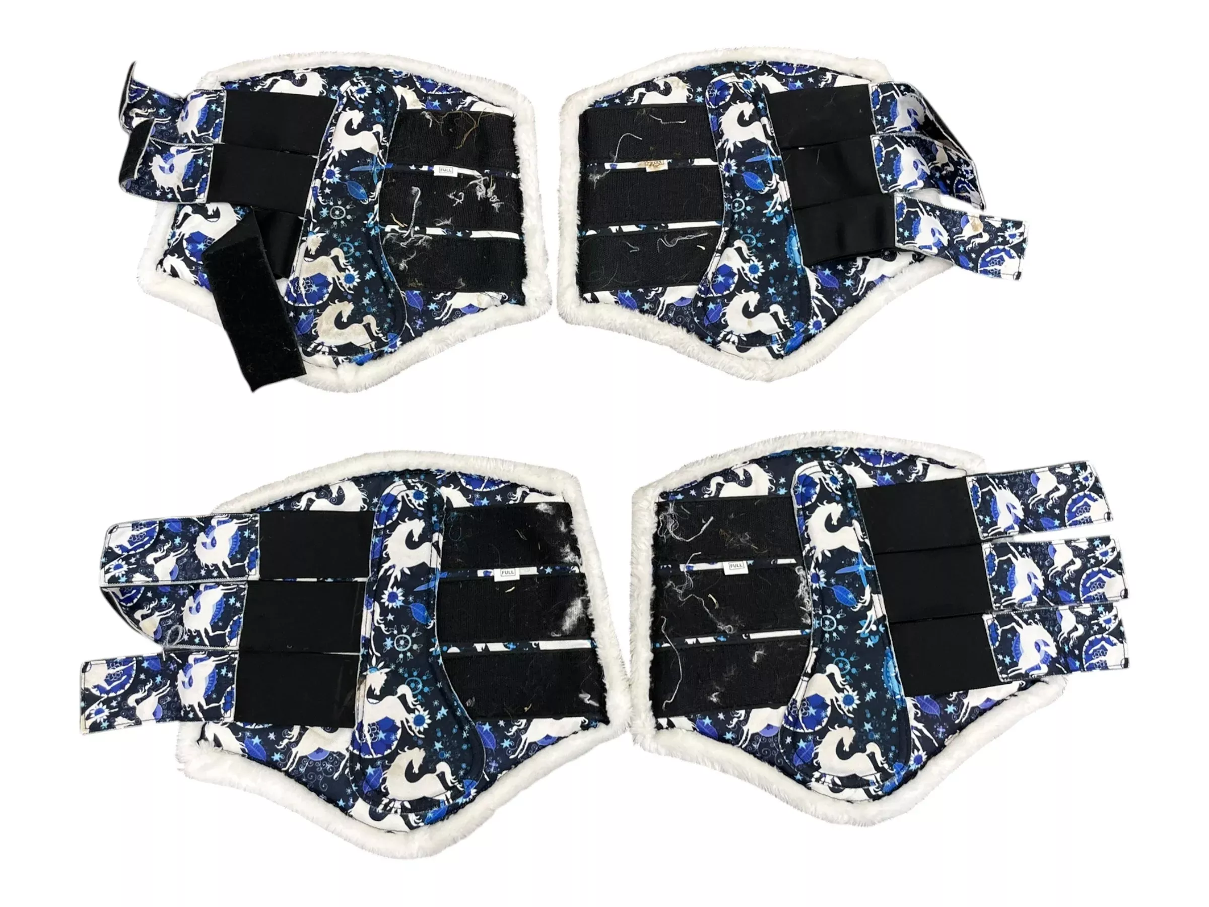 Brushing Boots *Set Of 4* - Navy Horse Print - F/S - USED