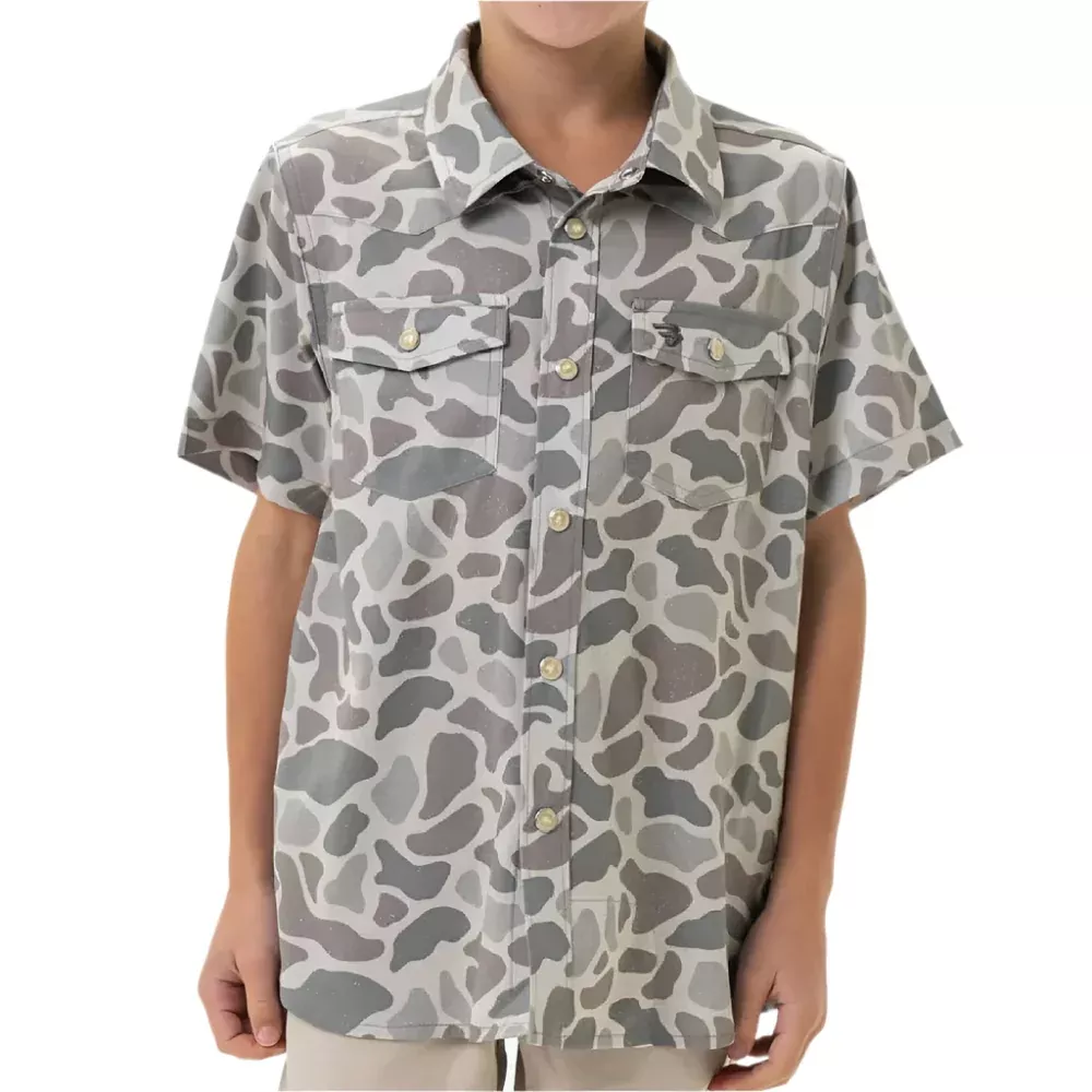 Burlebo Boy's Performance Western Shirt - Classic Deer Camo
