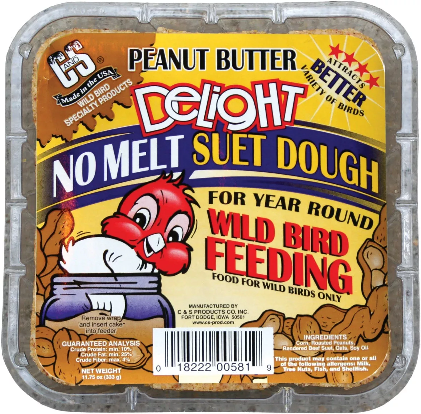 C&S Delight No Melt Suet Dough, Peanut Butter 11.75 oz