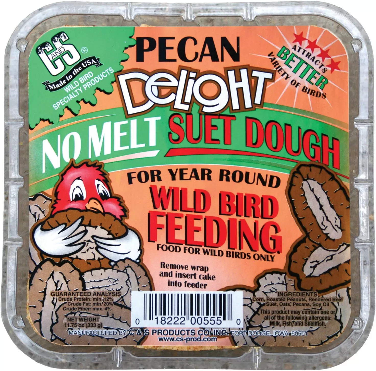 C&S Delight No Melt Suet Dough, Pecan, 11.75 oz