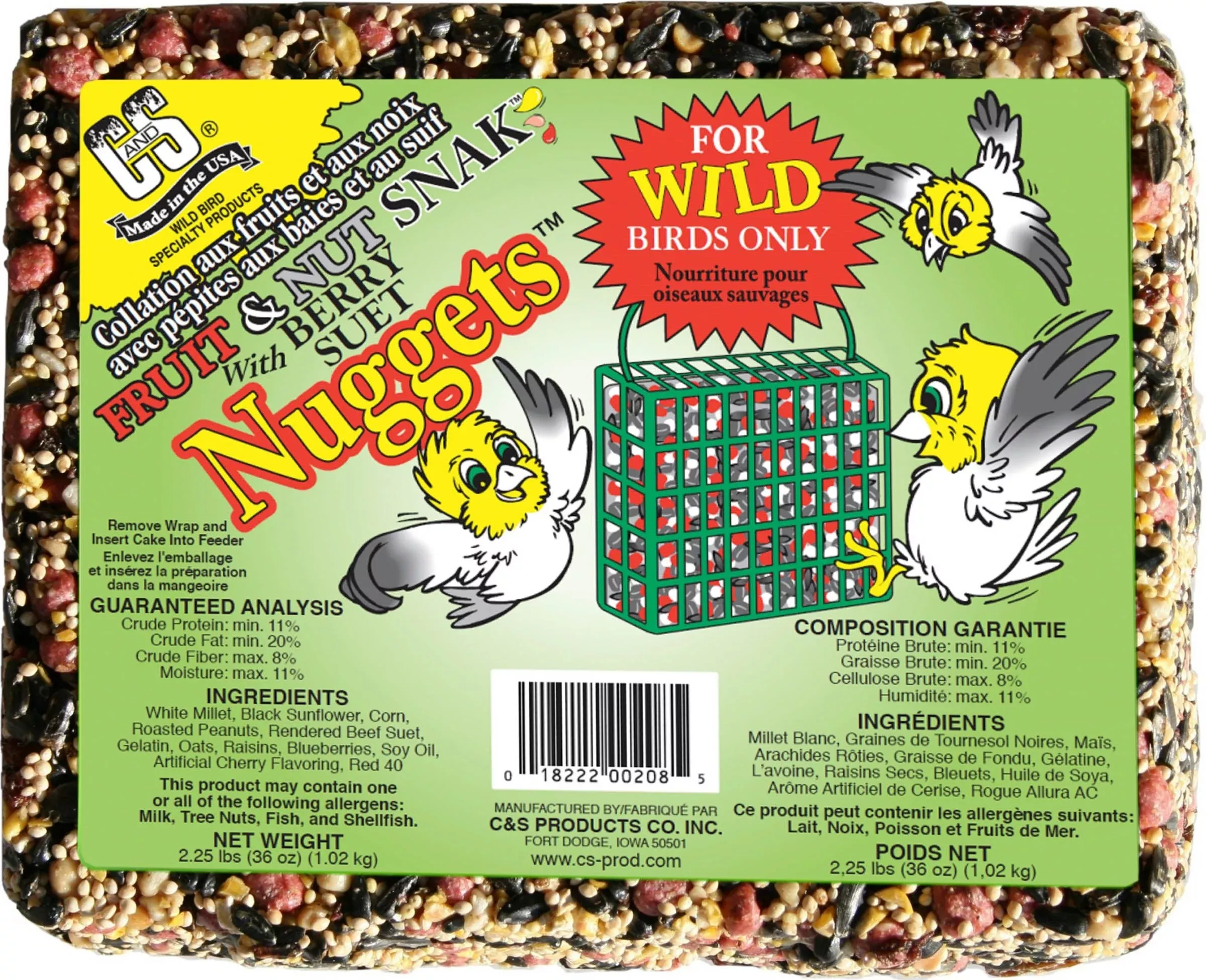 C&S Fruit & Nut Snak with Suet Nuggets, Berry, 2.25 lb
