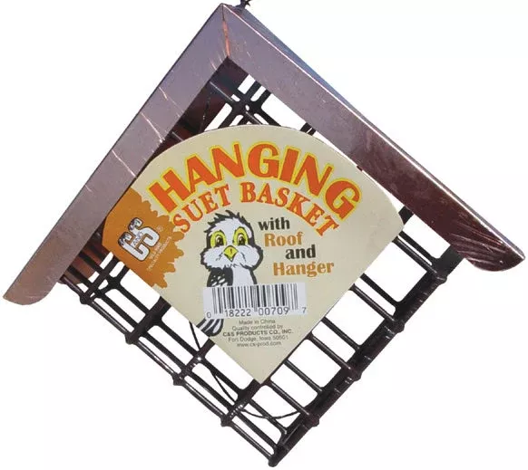 C&S Hanging Suet Basket with Roof Black/Copper 2x8x7 in