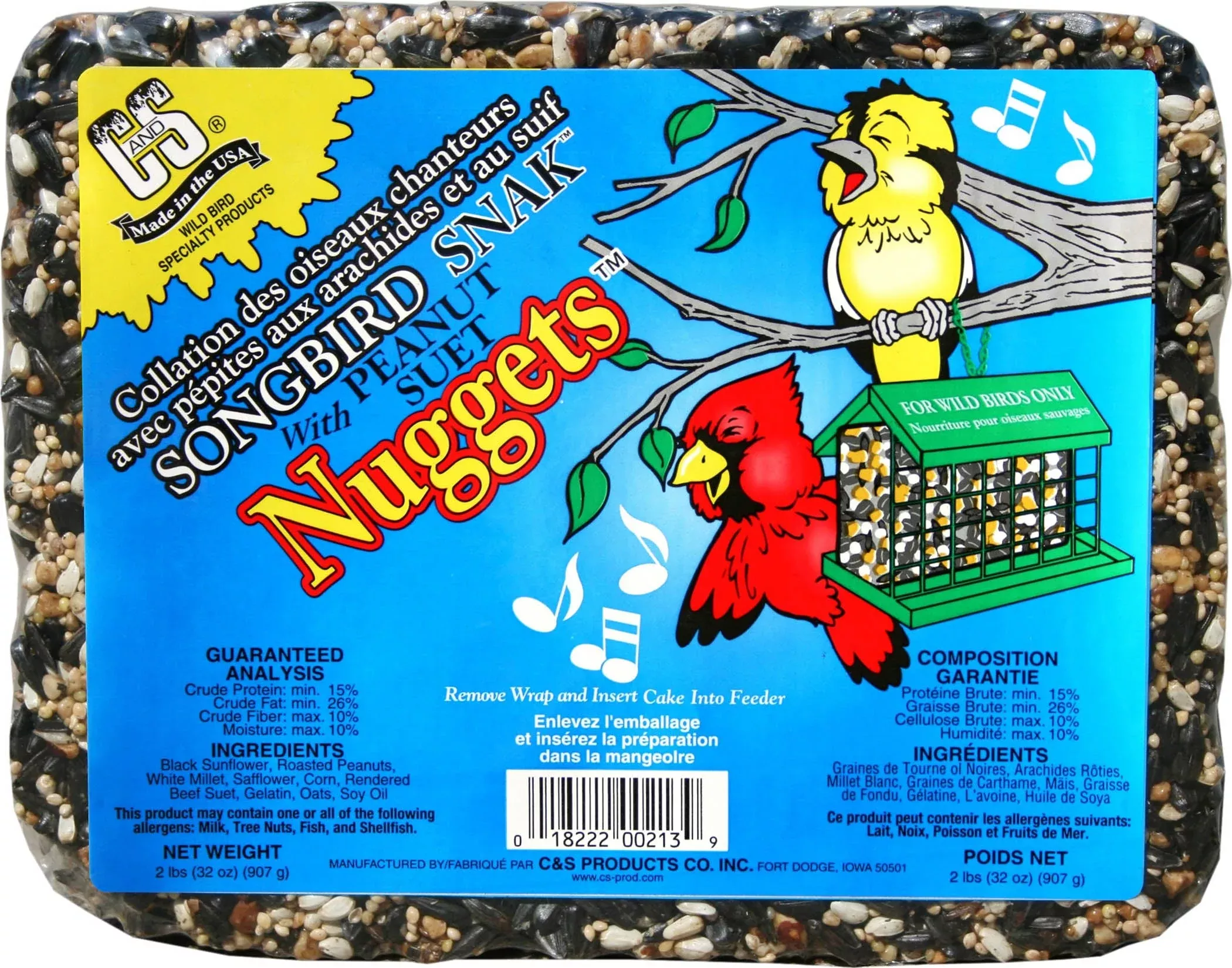 C&S Songbird Snak with Suet Nuggets Peanut 2 lb