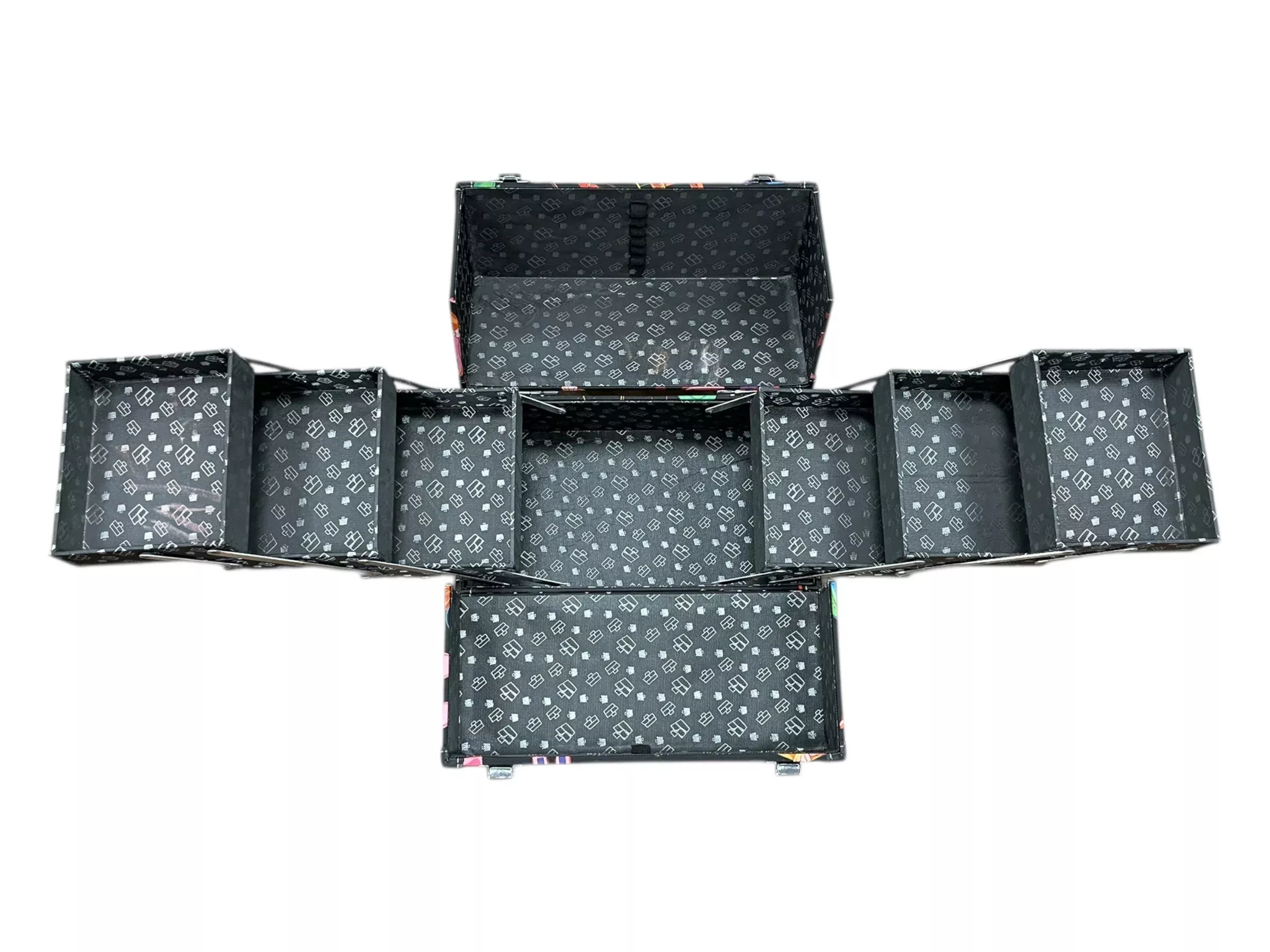 Caboodle Show Makeup Organizer - Black/Pattern - 11" x 8" x 6" - USED