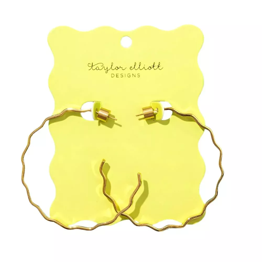 Cassie Gold Wavy Hoop Earrings